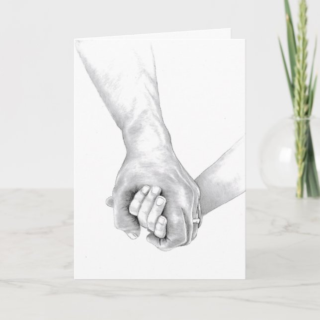 Two arms clasped together in comforting support card (Front)