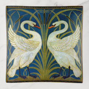 Two Art Deco Swans Trinket Tray