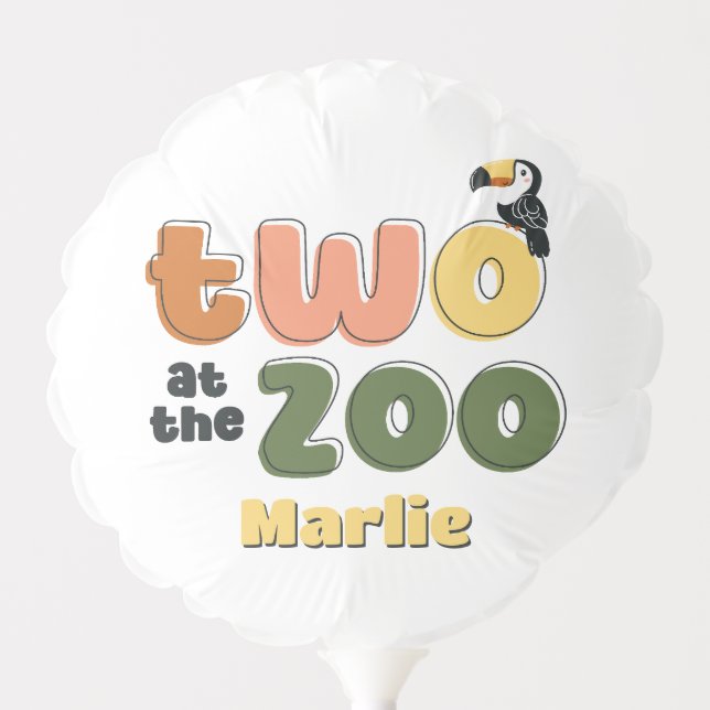 Two at the Zoo Animal Safari Birthday Party Balloon (Front)