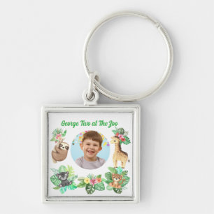 Two at The Zoo Jungle Baby Animals Birthday Favor Keychain