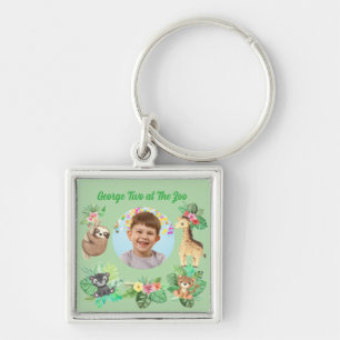 Two at The Zoo Jungle Baby Animals Birthday Favor Keychain