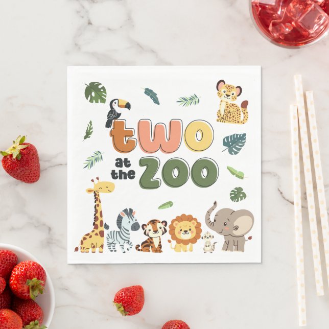 Two at the Zoo Safari Animal Birthday Party Napkins (Insitu)