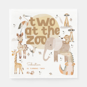 Two at the zoo safari animals kids birthday napkins