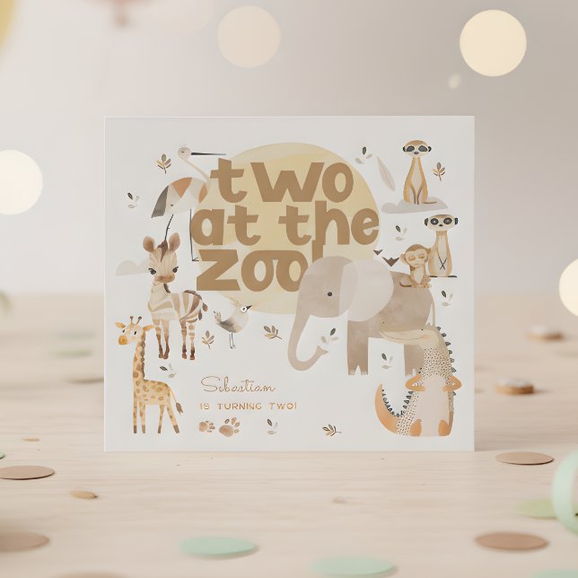 Two at the zoo safari animals kids birthday  napkins (Creator Uploaded)