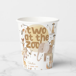 Two at the zoo safari animals kids birthday paper cups