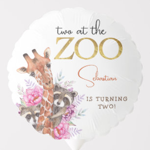 Two at the zoo safari animals kids birthday party balloon