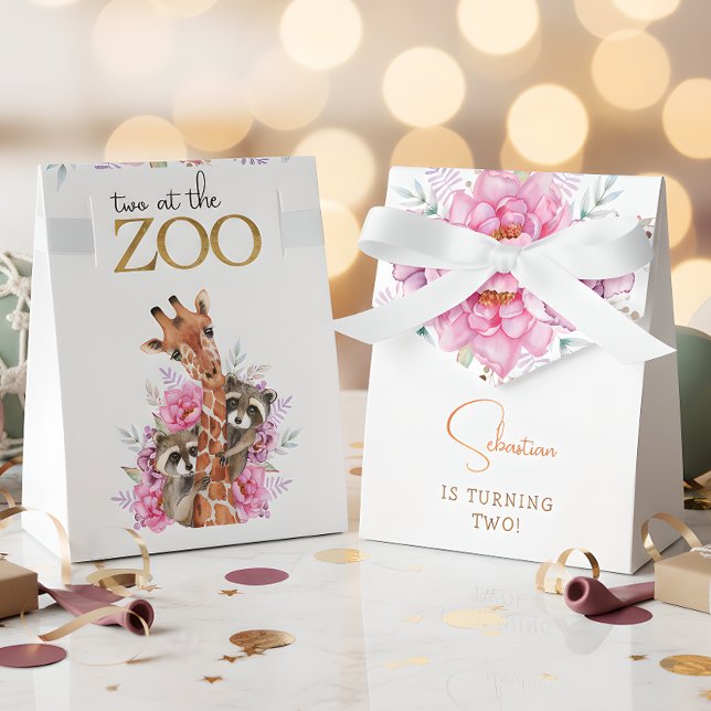 Two at the zoo safari animals kids birthday party favor boxes (Creator Uploaded)