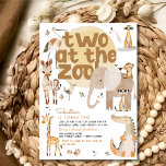 Two at the zoo safari animals kids birthday party invitation<br><div class="desc">Get ready for a wild adventure! 🦁🌈 Our Zazzle kid's birthday invitation is a colorful safari of fun and laughter. It's not just a card; it's your golden ticket to a jungle-filled celebration. With playful safari animals and vibrant hues, this invite sets the tone for a party as wild as...</div>