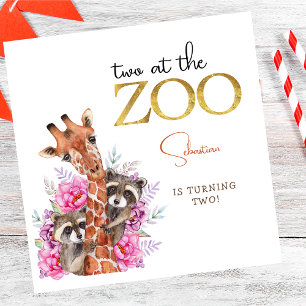 Two at the zoo safari animals kids birthday party napkins