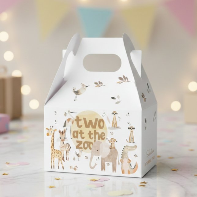Two at the zoo safari animals second kids birthday favor boxes (Creator Uploaded)