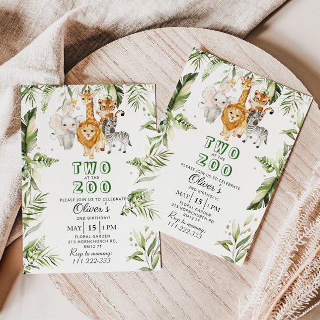 Two at the zoo safari birthday invitation (Creator Uploaded)