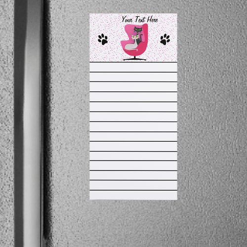 Two Atomic Cats in Vintage Pink Chair Paw Prints Magnetic Notepad