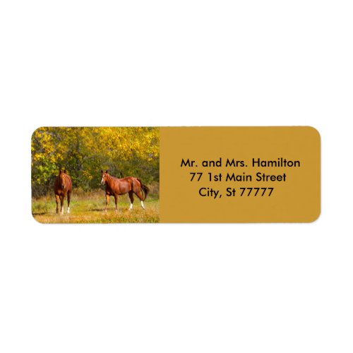 Two Autumn Chestnut Horses Label