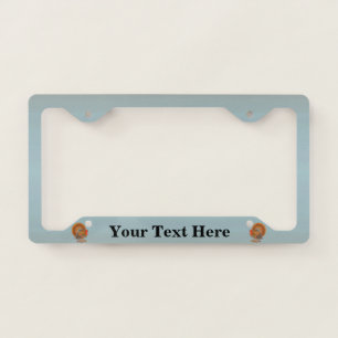 Two Autumn Colored Male Turkeys Blue License Plate Frame