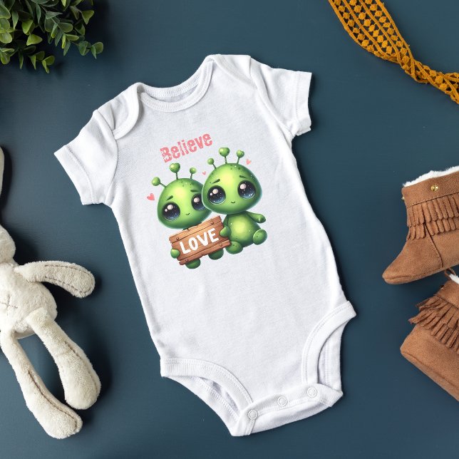 two baby aliens Love UFO Believe scifi top (Creator Uploaded)