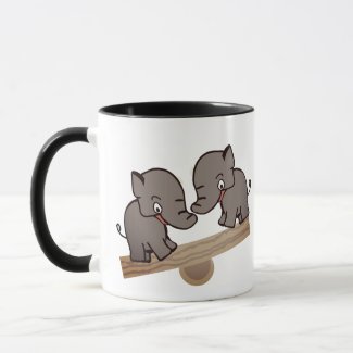 Two Baby Elephants Brown variant Mug