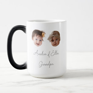 Two baby face photo gift Grandchild father's day Color Morph Mug