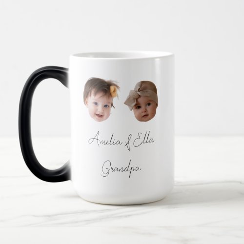 Two baby face photo gift  Grandchild fathers day  Magic Mug