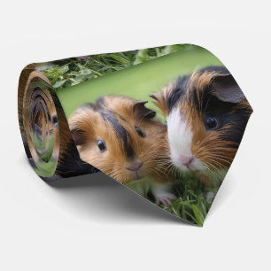 Two Baby Tortoiseshell Guinea Pigs, Neck Tie