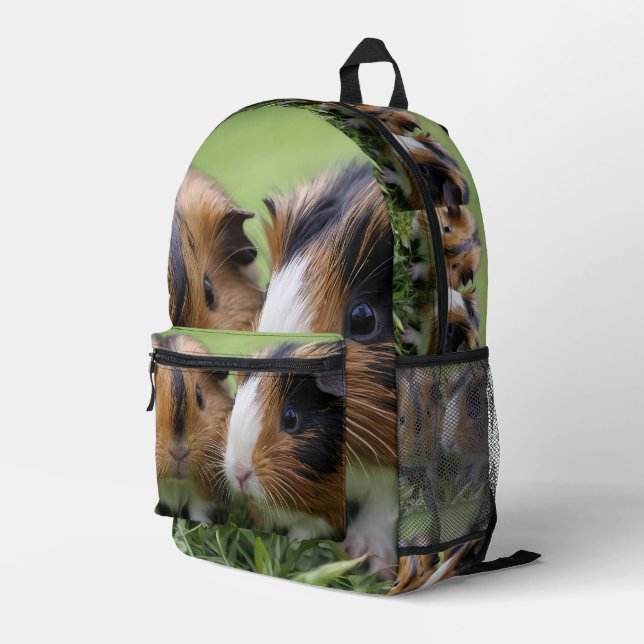Two Baby Tortoiseshell Guinea Pigs, Printed Backpack (Back Corner Right)