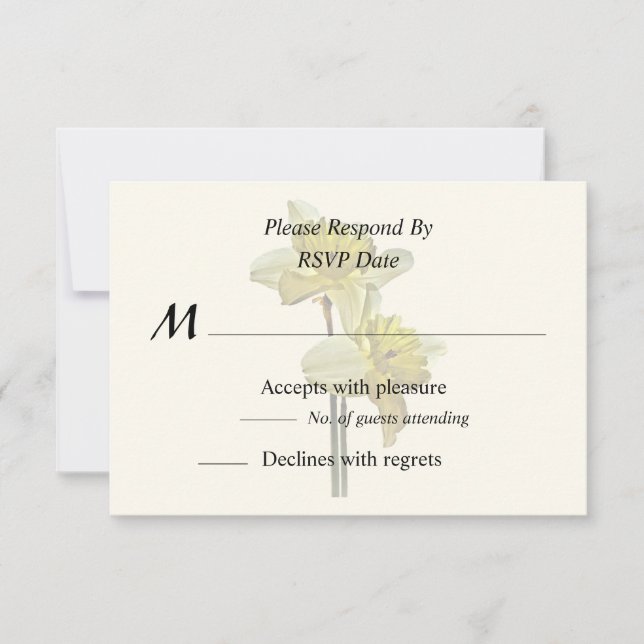 Two Backlit Daffodils RSVP Card (Front)