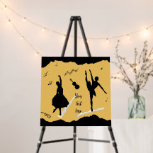 Two Ballet Dancers and Music on Golden Beige Color