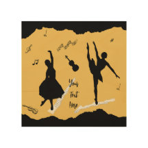 Two Ballet Dancers and Music on Golden Beige Color