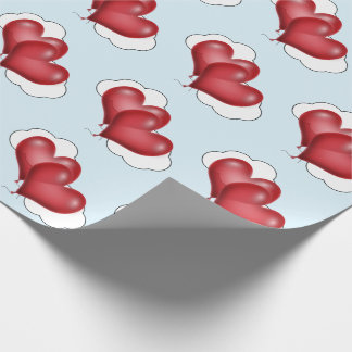 Two Balloon Hearts With Cloud Wrapping Paper