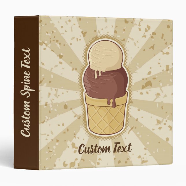 Two Balls Ice Cream Cup 3 Ring Binder (Front/Spine)