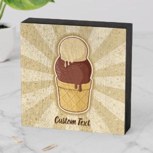 Two Balls Ice Cream Cup Wooden Box Sign