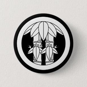 Two bamboos with bamboo leaves in circle pinback button