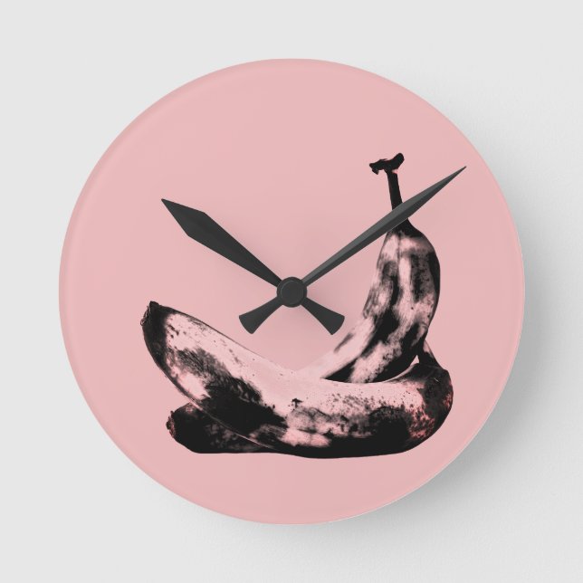 Two Bananas in Love Round Clock (Front)