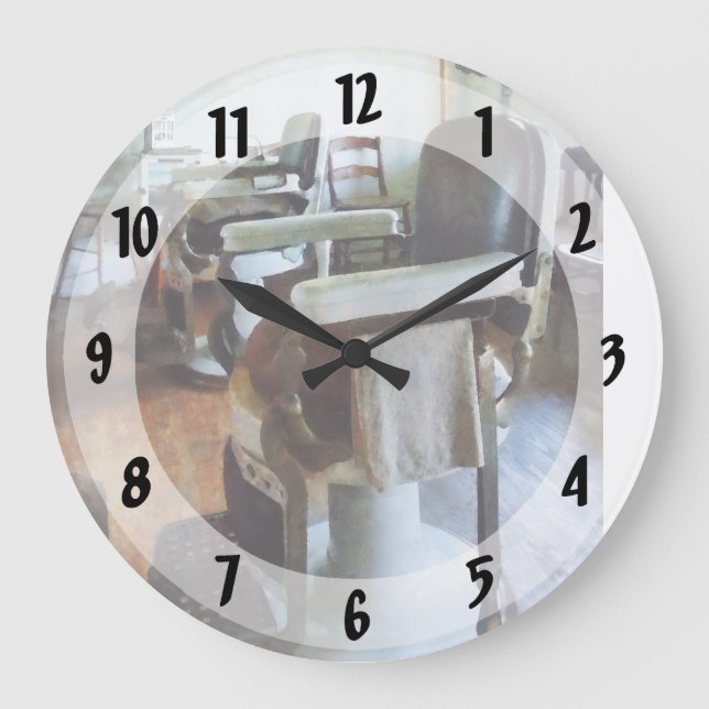 Two Barber Chairs Large Clock (Front)