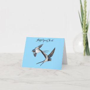 Two Barn Swallows Flying Personalized Card