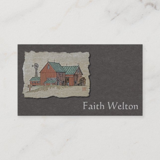 Two Barns & Hay Wagon Business Card (Front)