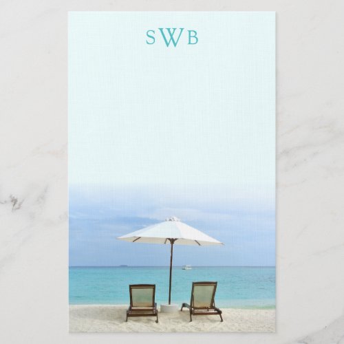 Two Beach Chairs Blank Monogrammed Writing Paper