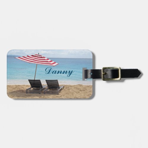TWO BEACH CHAIRS IN JAMAICA LUGGAGE TAG