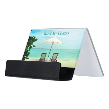Two Beach Chairs Sea View Desk Business Card Holder by millhill at Zazzle