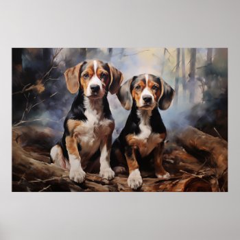 Two Beagle Poster by petsArt at Zazzle