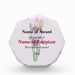Two Bearded Irises One Maroon One Purple Acrylic Award