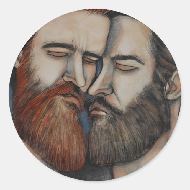 Two Bearded Men Classic Round Sticker (Front)