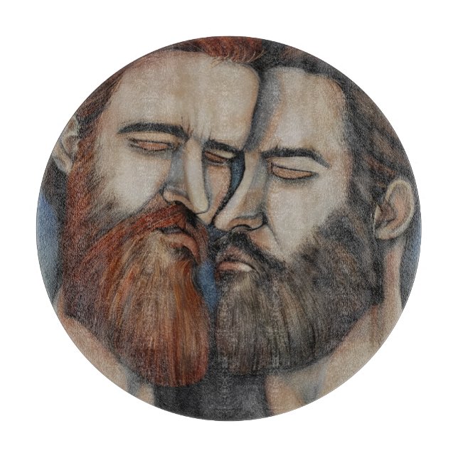 Two Bearded Men Cutting Board (Front)