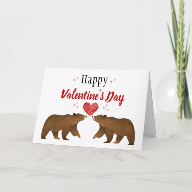 Two Bears & Hearts Valentine's Card (Front)