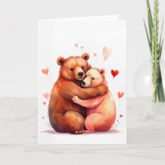 Two bears hug each other for Valentines Day Card
