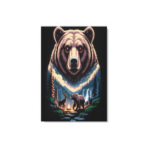 Two bears in the forest dark