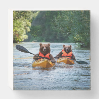 Two Bears Kayaking Wooden Box Sign