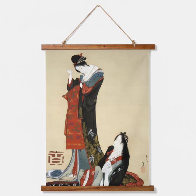 Two Beauties, Hokusai Hanging Tapestry (Front)