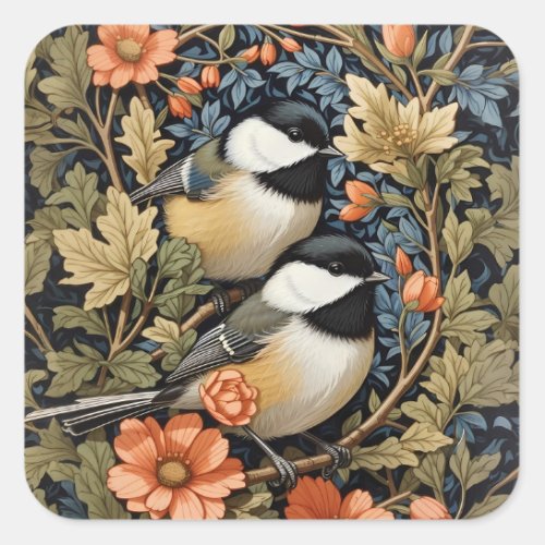 Two Beautiful Black_Capped Chickadees Square Sticker