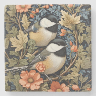 Two Beautiful Black Capped Chickadees Stone Coaster