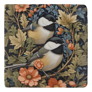 Two Beautiful Black Capped Chickadees Trivet